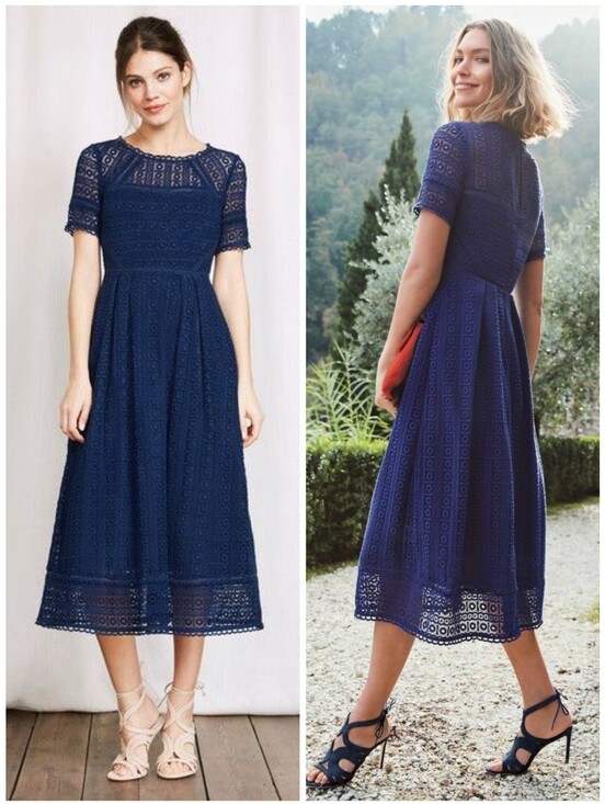 Boden Dresses & Skirts - Boden Crochet Lace Cobalt Blue Short Sleeve Midi Althea Dress, 2